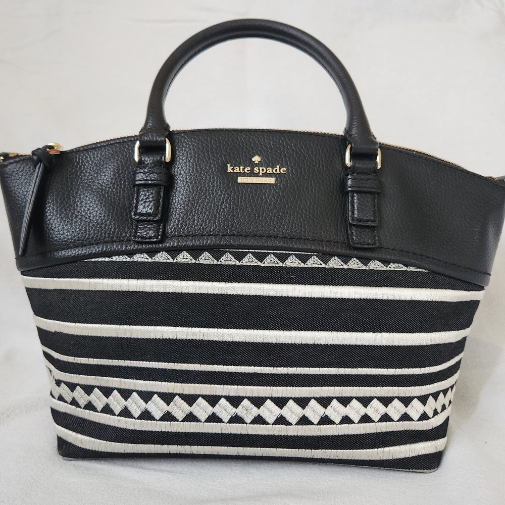 Kate Spade Black and White Satchel with Geometric Design